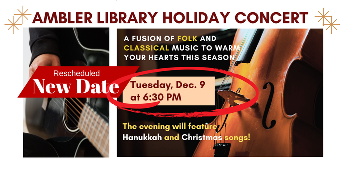 Ambler Library holiday concert December 9 fusion of folk and classical music