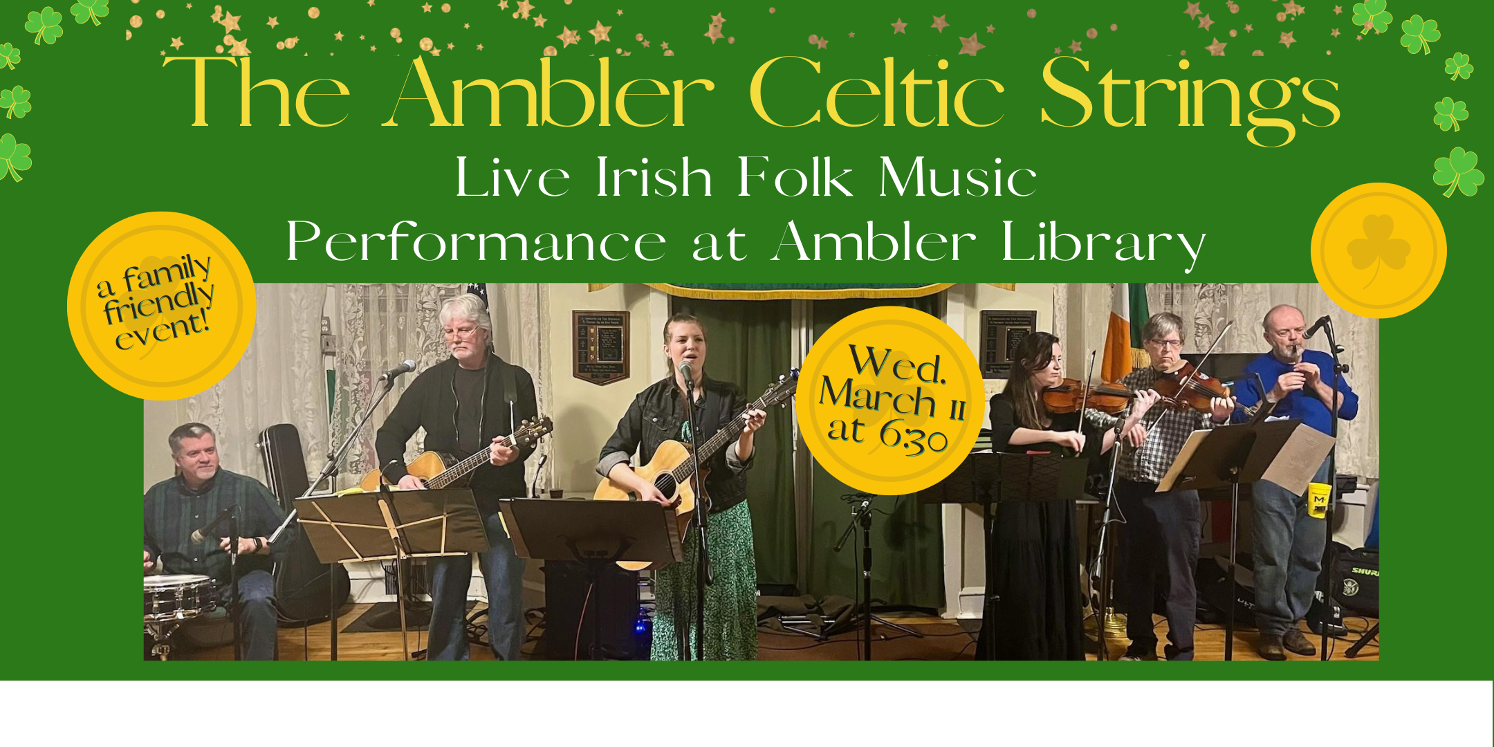Ambler Celtic Strings Irish Folk Music concert at Ambler Library March 11