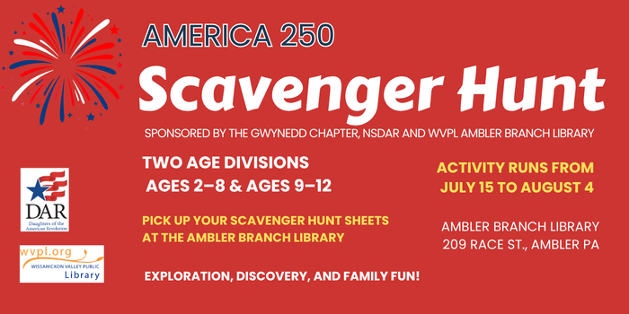 america 250 scavenger hunt for kids at ambler library